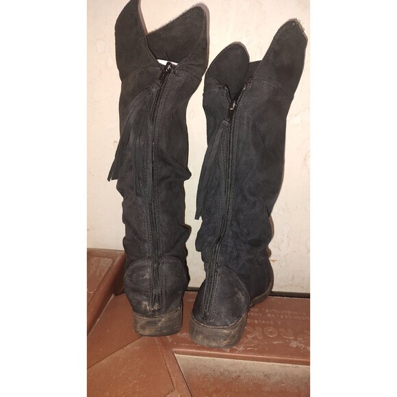 Women's sz 9.5 DIBA Black Scrunch Mid Calf zip-up boots heels Faux suede - Picture 7 of 9